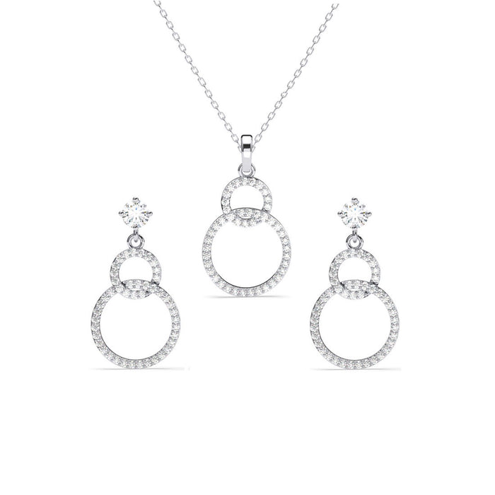 Silver Interlocked Ring Jewellery Set