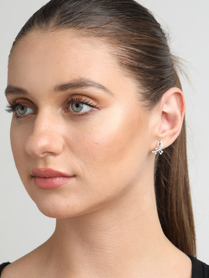 CLARA 925 Sterling Silver Iris Earrings with Screw Back