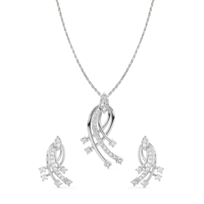 CLARA 925 Sterling Silver Iris Pendant Earring Chain Jewellery Set