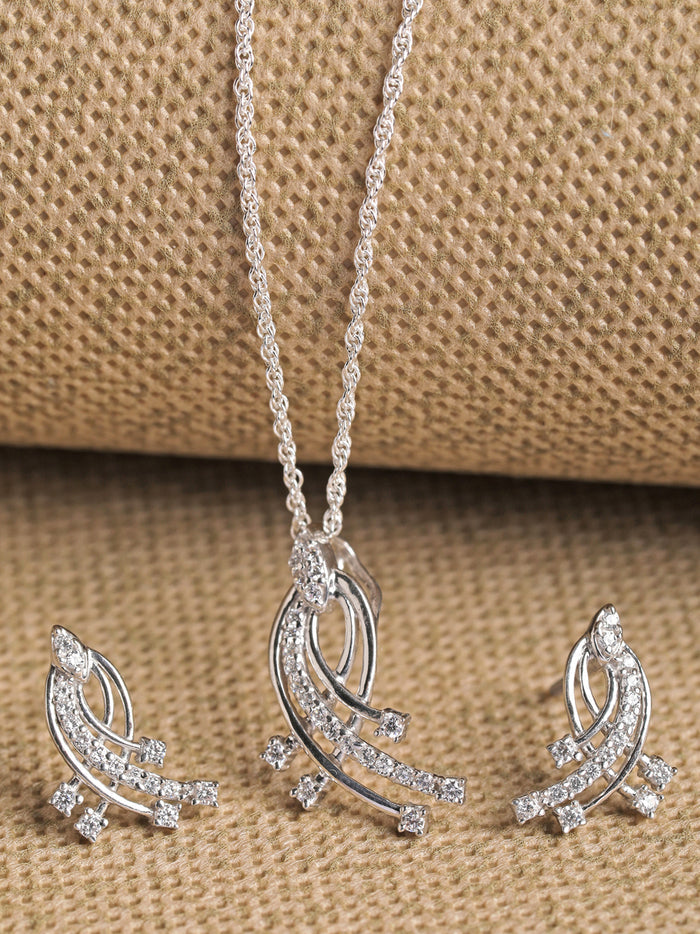 CLARA 925 Sterling Silver Iris Pendant Earring Chain Jewellery Set