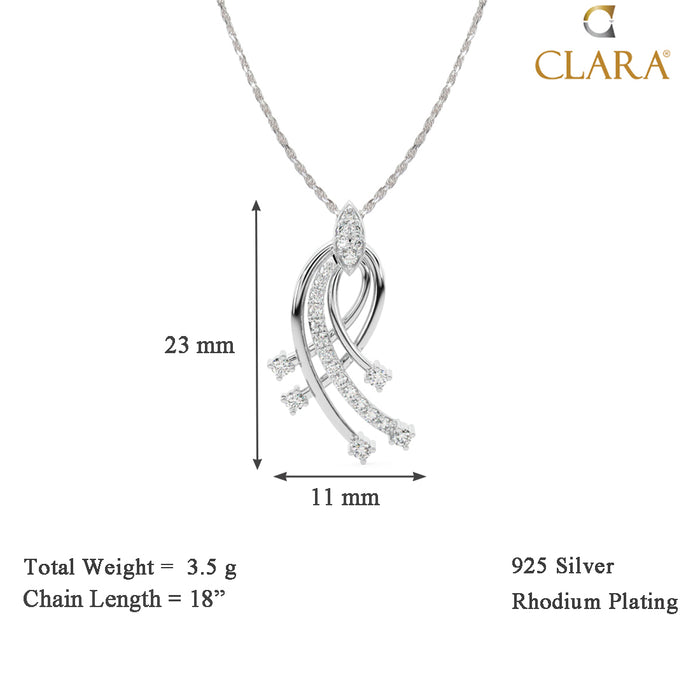 CLARA 925 Sterling Silver Iris Pendant Chain Necklace