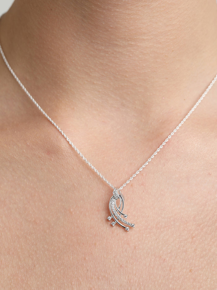 CLARA 925 Sterling Silver Iris Pendant Chain Necklace