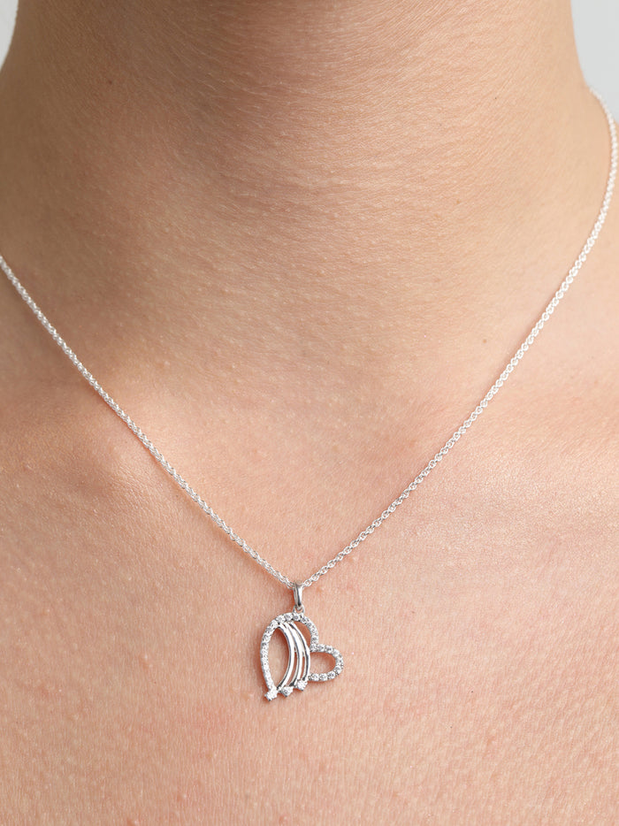 CLARA 925 Sterling Silver Isal Heart Pendant Chain Necklace
