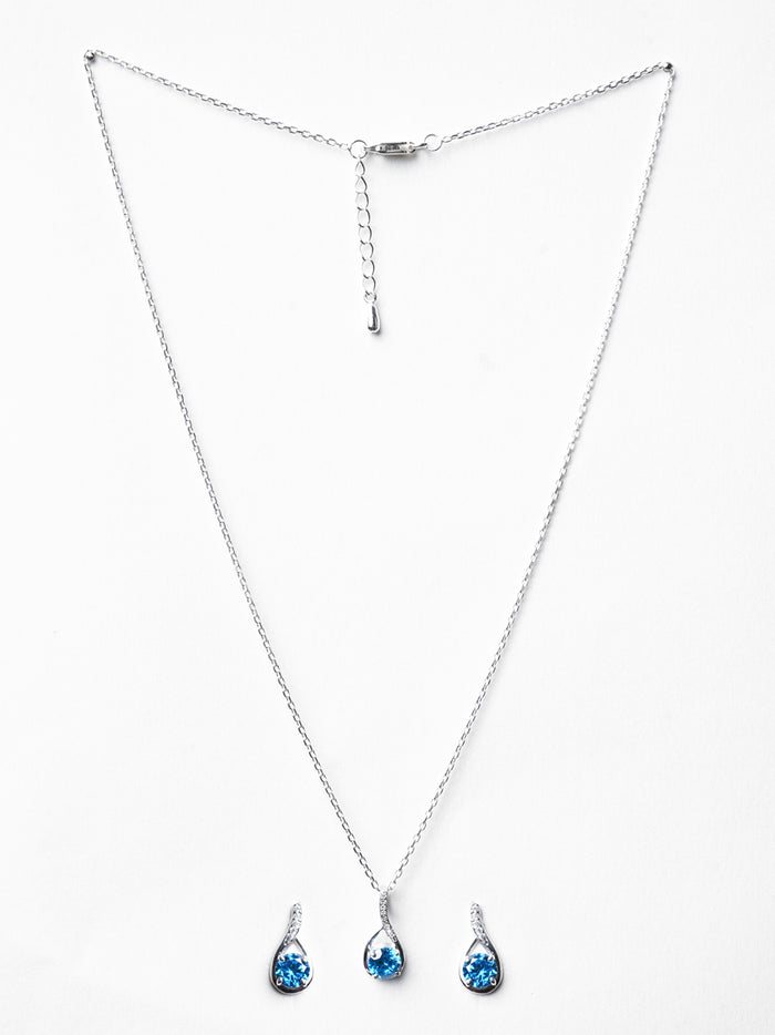 CLARA 925 Sterling Silver Isla Pendant Earring Chain Jewellery Set