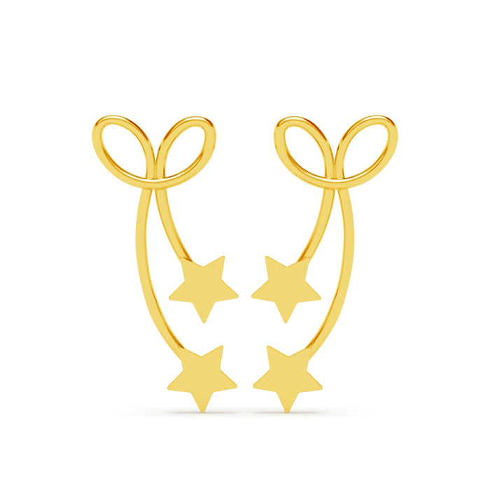 Silver Jane Golden Star Long Earrings