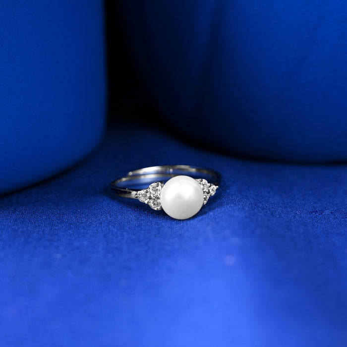 Silver Jiana Real Pearl Size Adjustable Ring