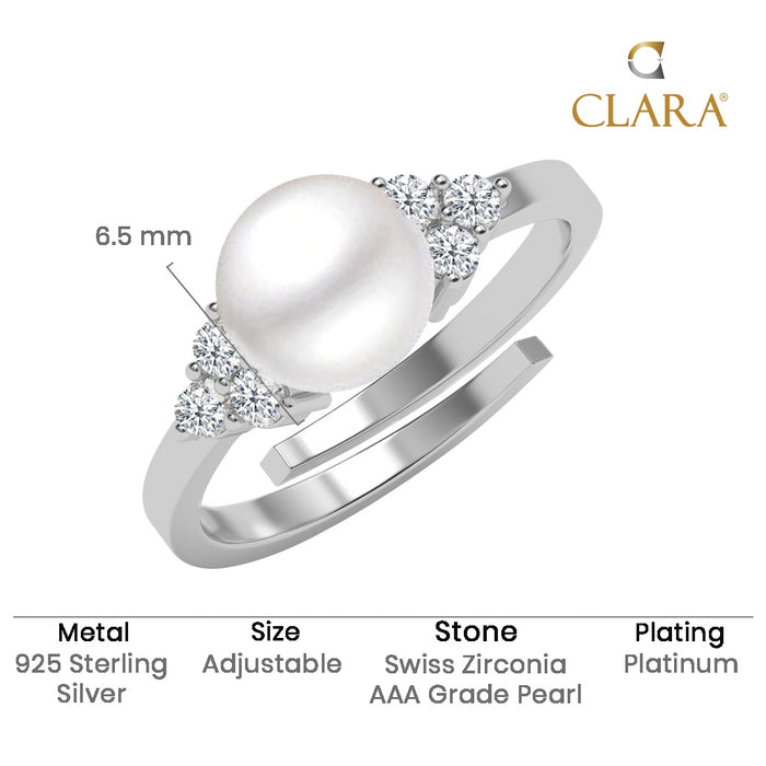 Silver Jiana Real Pearl Size Adjustable Ring