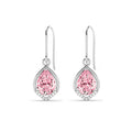 Silver Jino Pink Pear Solitaire Dangle Drop Earrings