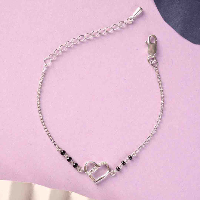 Silver Jivika Heart Mangalsutra Bracelet