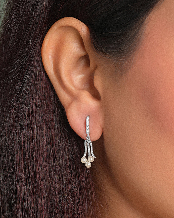 Silver Kara Pearl Drop Earrings