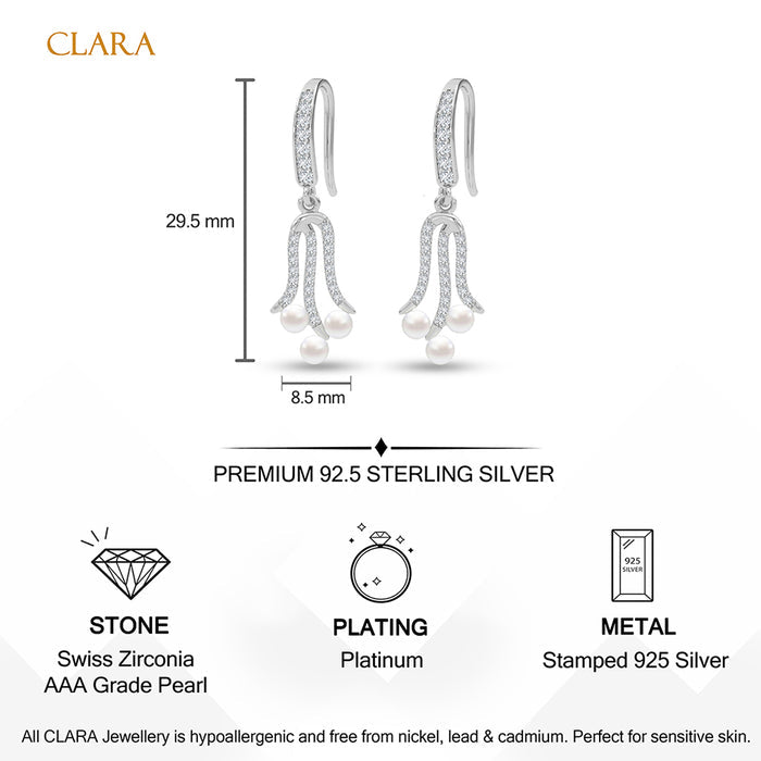 Silver Kara Pearl Drop Earrings