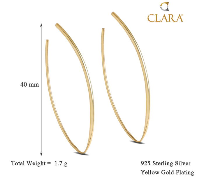 CLARA 925 Sterling Silver Kira Hoop Earring Gold Plated Gift for Women & Girls