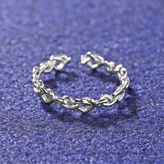 CLARA Pure 925 Sterling Silver Knotted Heart Finger Ring