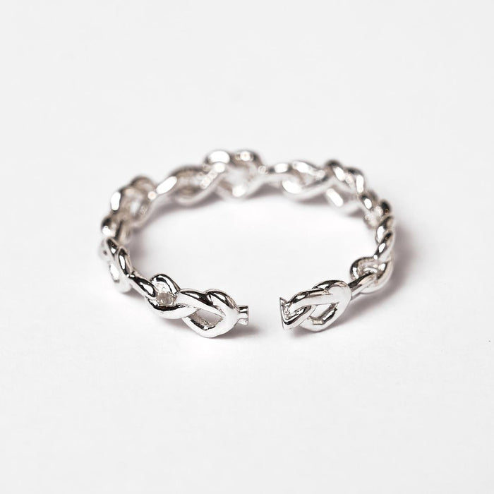 CLARA Pure 925 Sterling Silver Knotted Heart Finger Ring