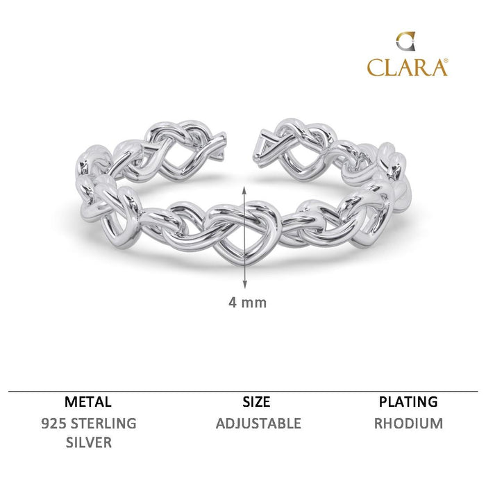 CLARA Pure 925 Sterling Silver Knotted Heart Finger Ring