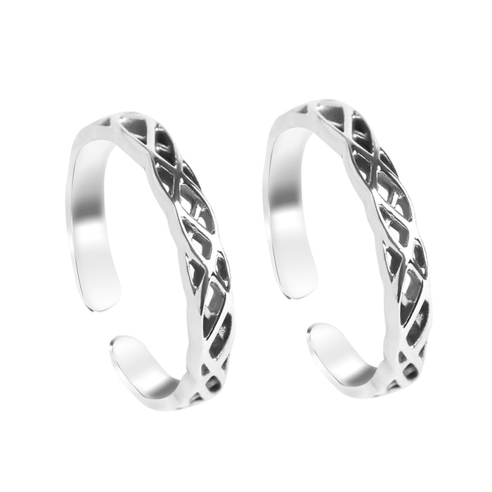CLARA 925 Sterling Silver Knotted Toe Rings Pair