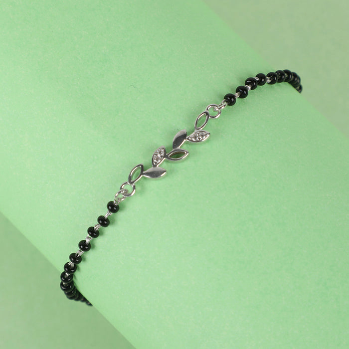 CLARA 925 Sterling Silver Leaf Hand Mangalsutra Bracelet