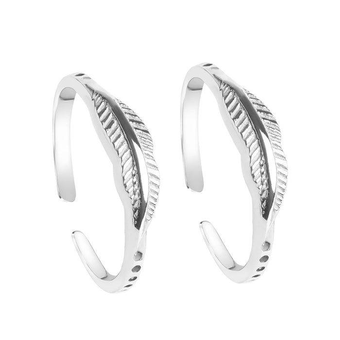 CLARA 925 Sterling Silver Leaf Toe Rings Pair