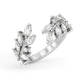 CLARA Pure 925 Sterling Silver Leafy Finger Ring with Adjustable Band