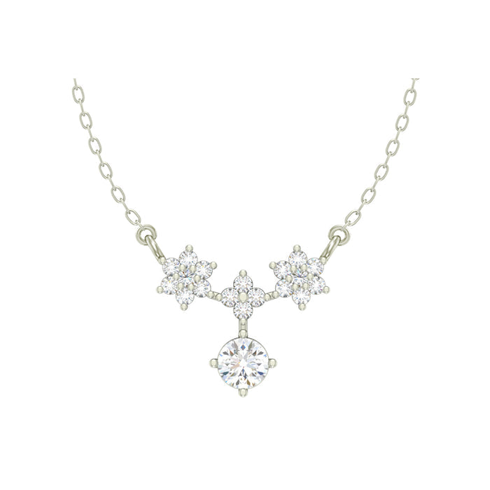 Silver Lily Pendant Chain Necklace