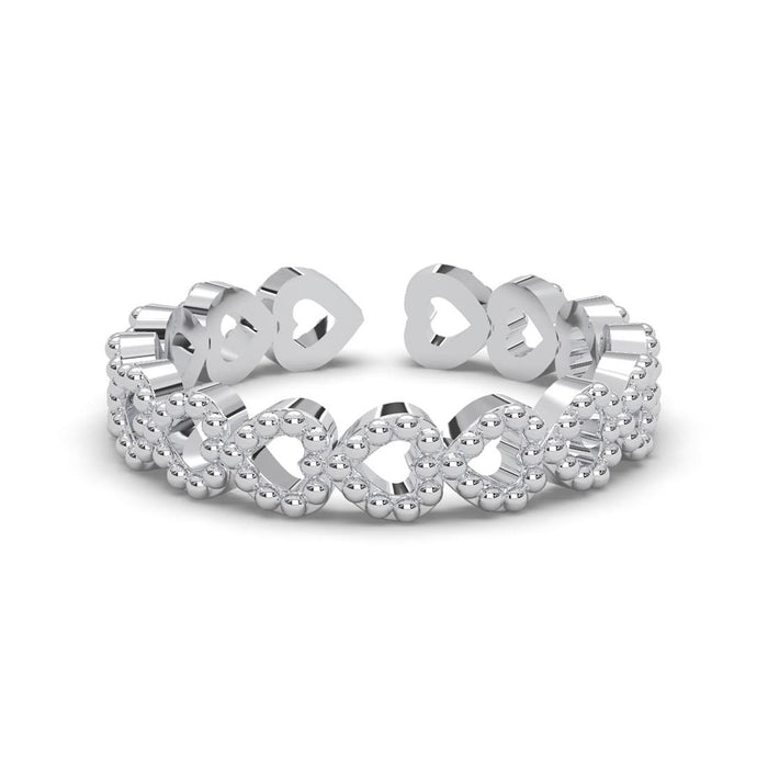 CLARA Pure 925 Sterling Silver Line of Heart Finger Ring