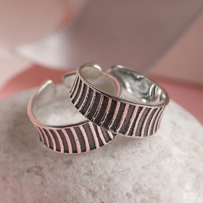 CLARA 925 Sterling Silver Line Toe Rings Pair
