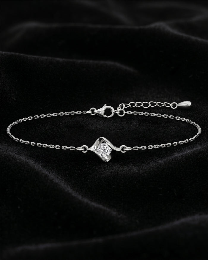 Silver Livia Solitaire Adjustable Chain Bracelet