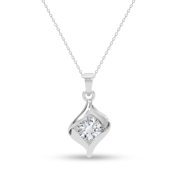Silver Livia Solitaire Pendant with Chain