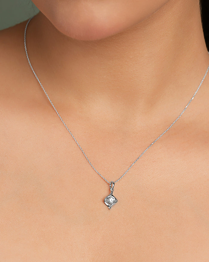 Silver Livia Solitaire Pendant with Chain