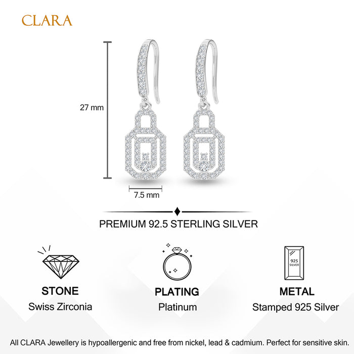 Silver Lock Drop Earrings