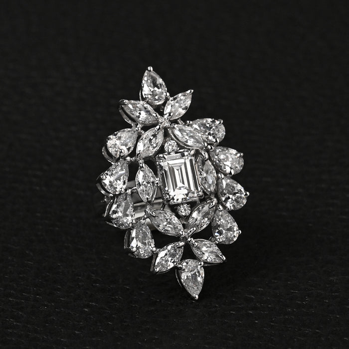 Clara 925 Sterling Silver Long Adjustable Cocktail Ring