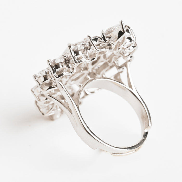 Clara 925 Sterling Silver Long Adjustable Cocktail Ring
