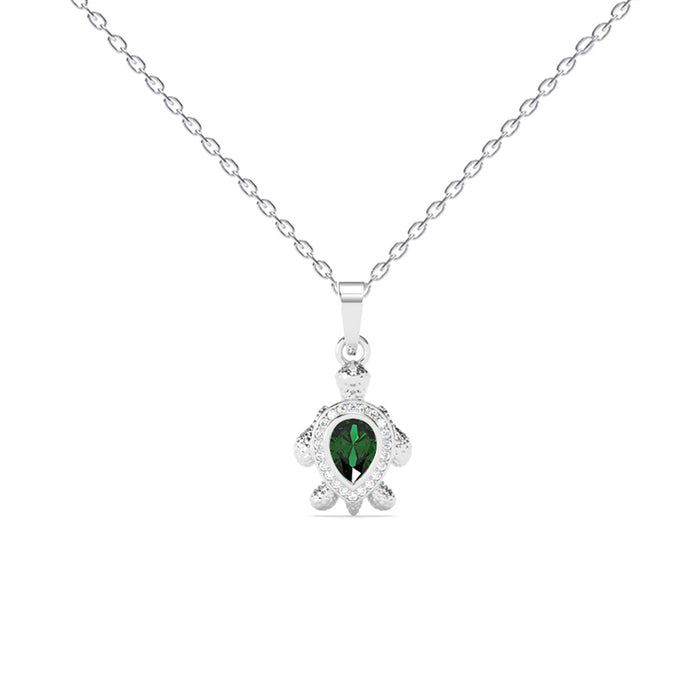 Silver Lucky Tortoise Turtle Pendant Chain