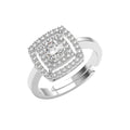 CLARA 925 Sterling Silver Size Adjustable Luna Cushion Cut Halo Ring