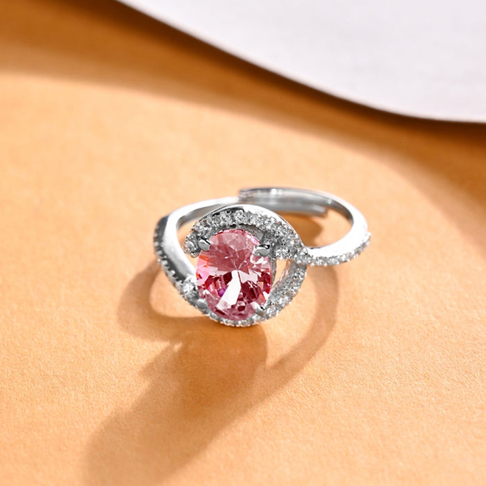Silver Malin Pink Designer Solitaire Ring