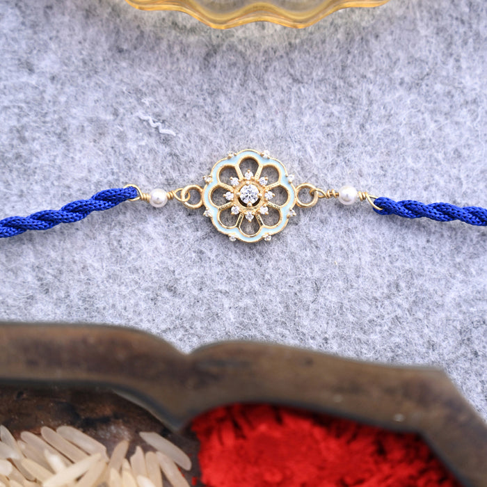 Silver Mandala Rakhi with Roli Chawal for Bhai Brothers