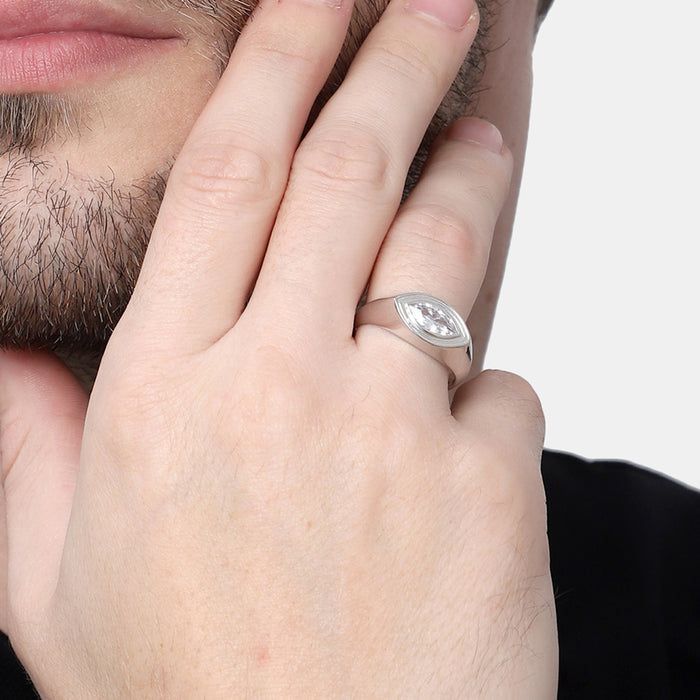 CLARA Real 925 Sterling Silver Marquise Band Ring