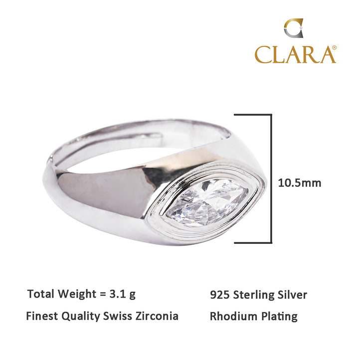 CLARA Real 925 Sterling Silver Marquise Band Ring