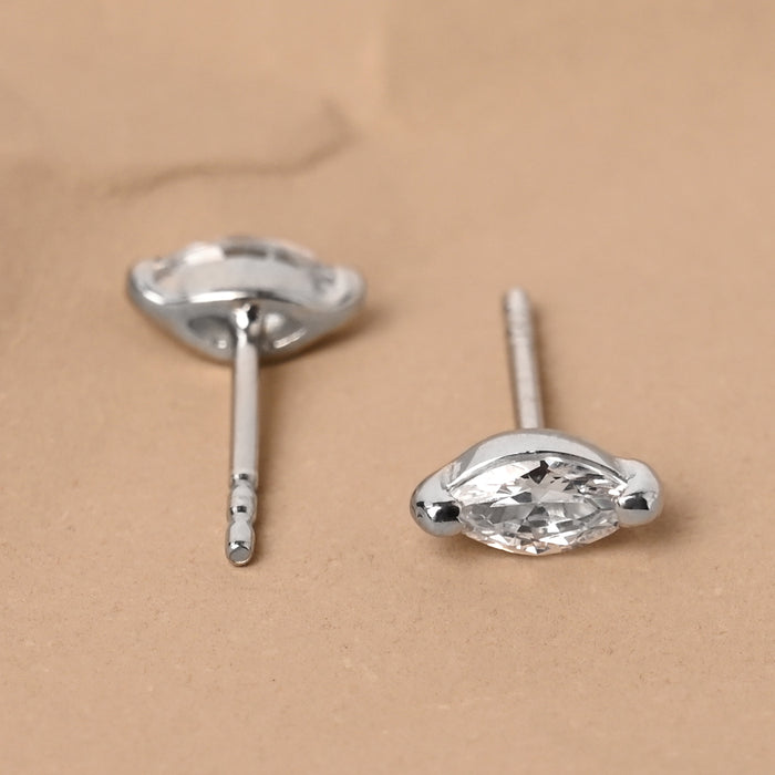 CLARA 925 Sterling Silver Marquise Studs Earrings Gift for Kids Girls