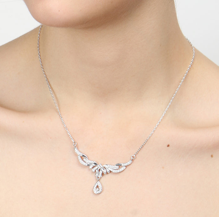CLARA 925 Sterling Silver Rhodium Plated Maya Pendant with Chain for Women & Girls