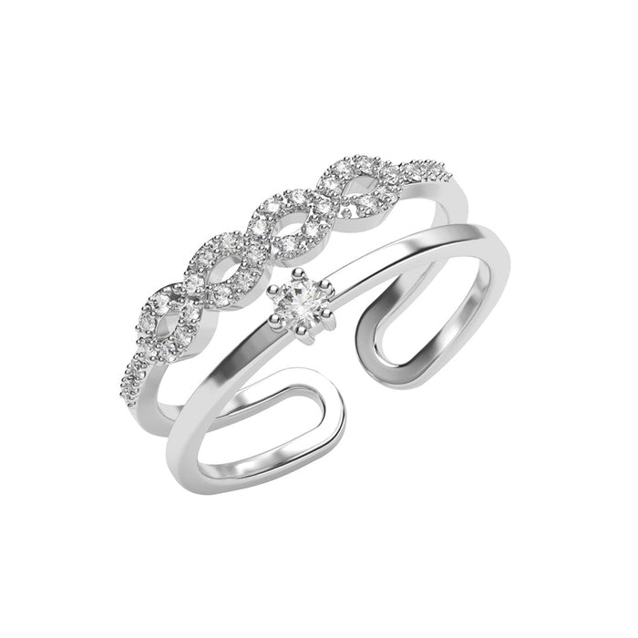 CLARA 925 Sterling Silver Size Adjustable Melba Double Banded Infinity Ring