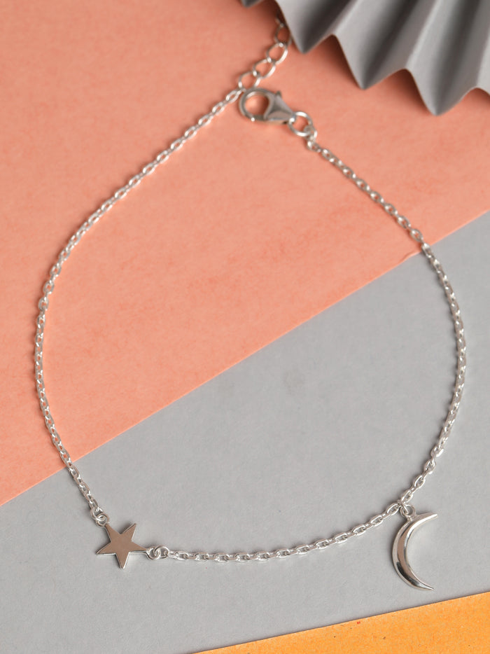 CLARA 925 Sterling Silver Minimal Anklet Payal ( Single ) Adjustable Chain Gift for Women and Girls