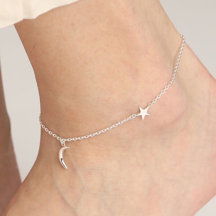 CLARA 925 Sterling Silver Minimal Anklet Payal ( Single ) Adjustable Chain Gift for Women and Girls