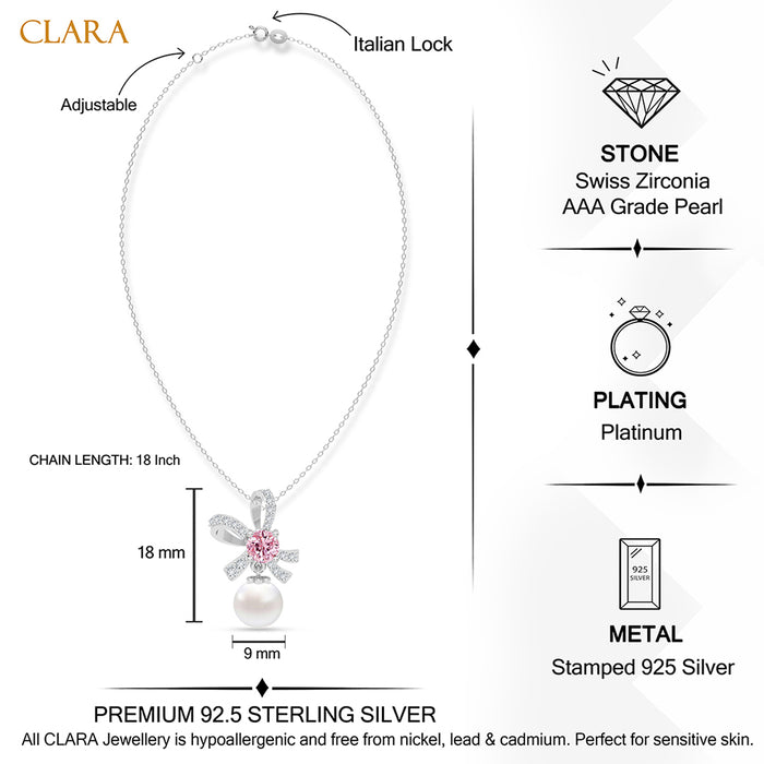 Silver Mirella Pearl Pendant with Chain