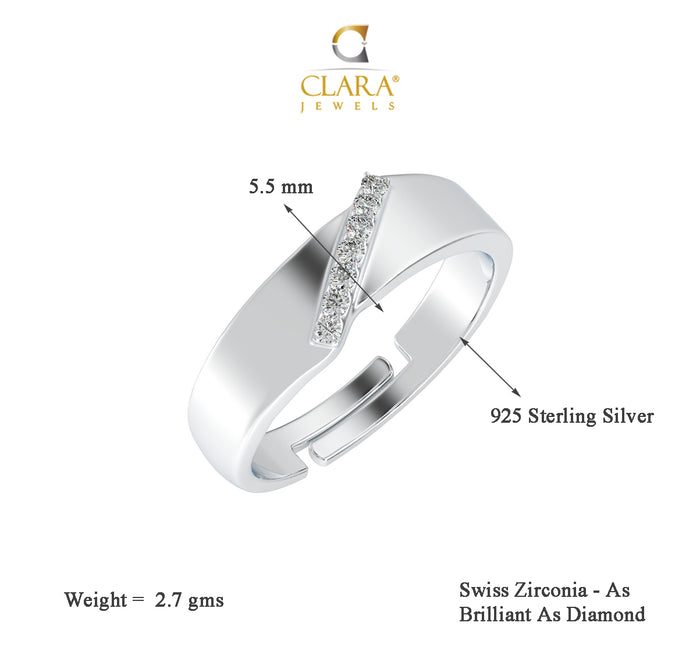 CLARA Pure 925 Sterling Silver Monte Adjustable Ring Gift for Women and Girls