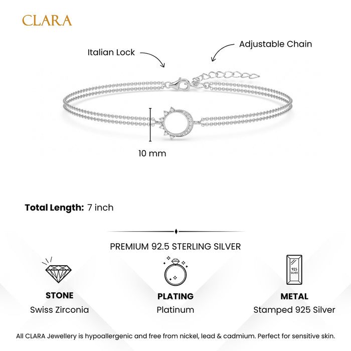 Silver Moon Double Chain Bracelet