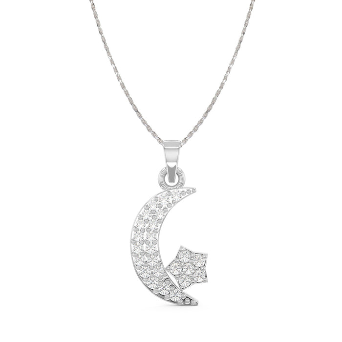 CLARA 925 Sterling Silver Moon Star Pendant Chain Necklace