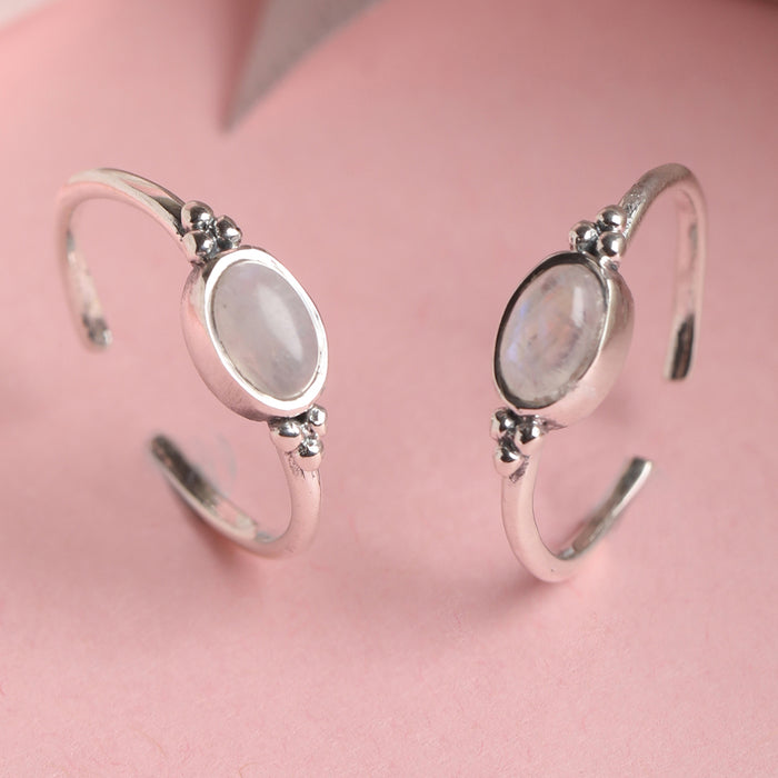 CLARA 925 Sterling Silver Moonstone Toe Rings Pair