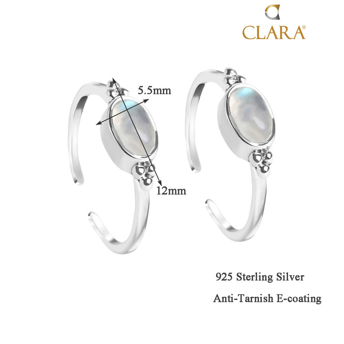 Silver Moonstone Toe Rings Pair