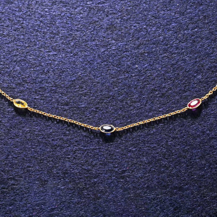 CLARA 925 Sterling Silver Multicolor Charm Minimal Necklace Chain